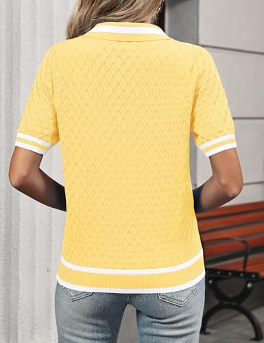 Image of Rapbin Womens Short Sleeve Knit Polo Shirts Summer Spring Sweater Tops