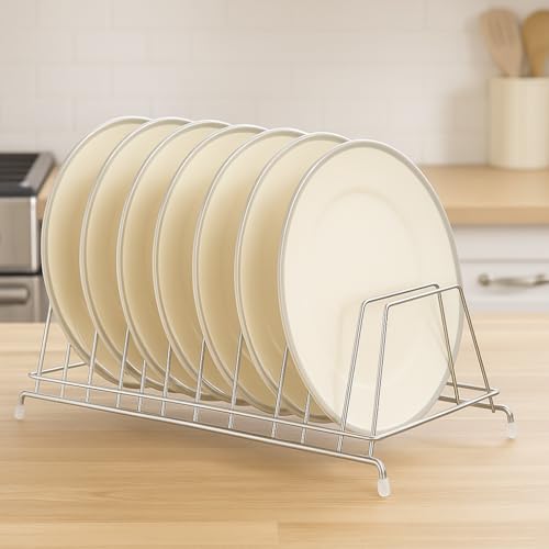 Image of 12 Section Stainless Steel Thali Plate Rack for Kitchen | Dish Drying & Organizing Stand | Countertop Plate Holder | Rust-Resistant Plate Organizer, Thali Stand (Pack of 1)
