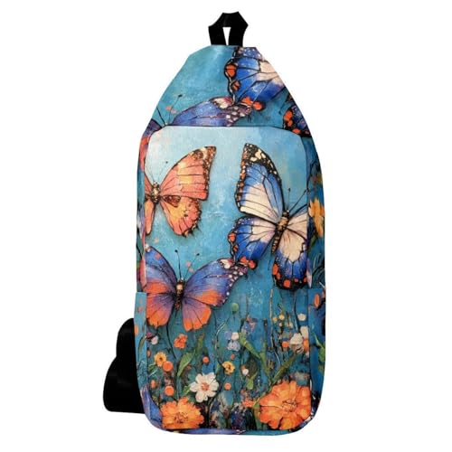 Sac à dos à bandoulière motif fleurs sauvages pour voyage et randonnée