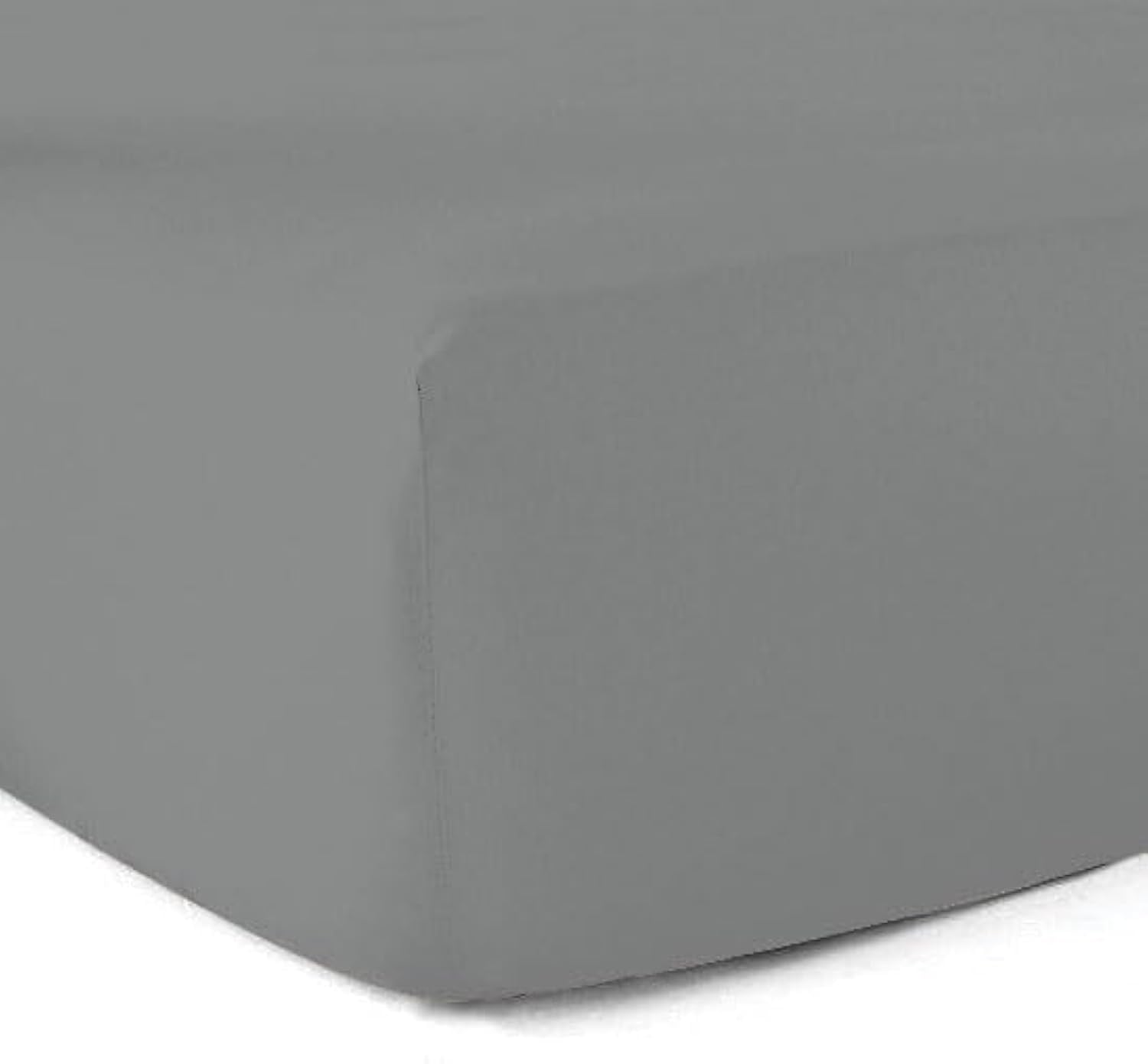Fitted Sheet 100% Cotton 57 Thread Count 140 x 190 cm Grey 30 cm