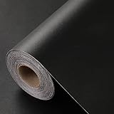 LOVADA Peel and Stick Wallpaper Black Matte Wall Paper - 15.7 x 300 Inch Self Adhesive Wallpaper Pee
