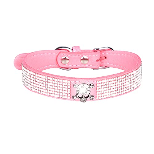 Collar de perro pequeño Serijoars de diamantes con brillo rosa m 2