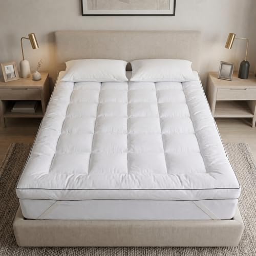 Easeliving Mattress Topper 90x190-8cm Thick 600 GSM Super Soft Fluffy Single Bed Topper with Luxury Soft Fabric and Elastic Bands for Secure Fit