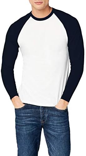 Long Sleeve Baseball T-shirt White/deep Navy XL