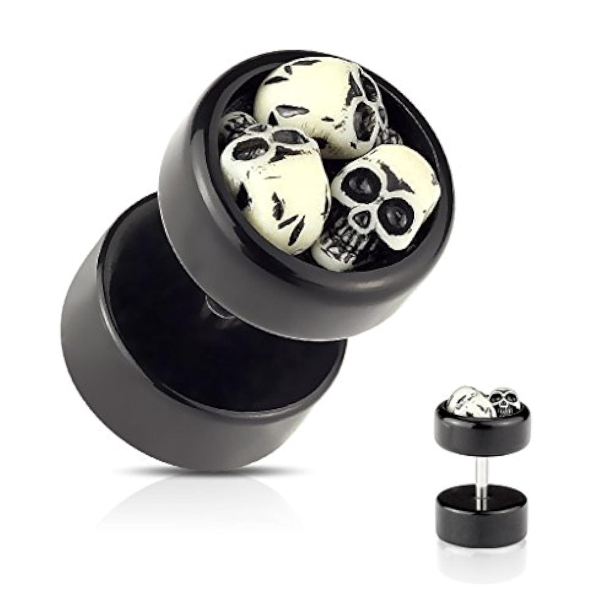 Men's Skull Design Surgical Steel Fake Gauges Earrings