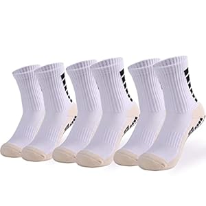 Grip Socks Football,3 Pairs Anti-Slip Slipper Socks for Men Women Athletic Breathable Sports Socks with Anti-Blister…