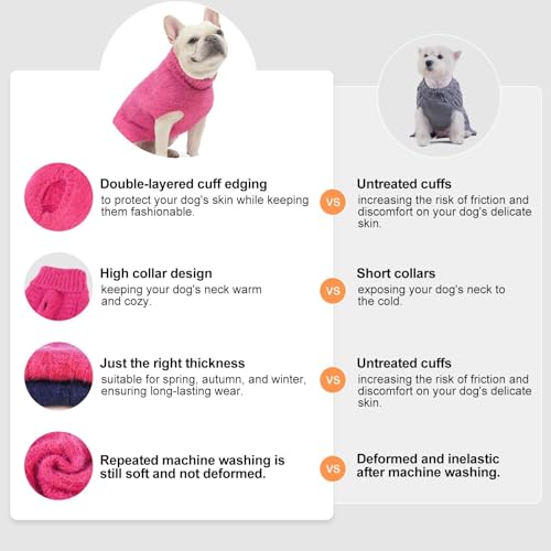 Image of BEAUTYZOO Small Dog Sweater -Turtleneck Knitted Dog Sweaters for Dogs Puppy Girls Boys, Winter Dog Clothes Cable Knitwear with Leash Hole, Dog Christmas Sweater Pullover Sweatshirt for S M Pet Apparel