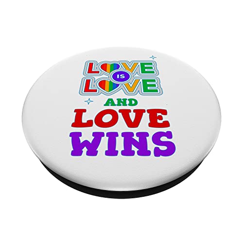 Love Wins Lesbian Gay Pansexual Transgender Queer LGBTQ Ally PopSockets Swappable PopGrip, Black - Image 2