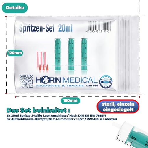 Einwegspritze Horn Medical Spritzen-Set für Heimwerk und Hobby