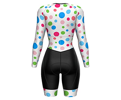 Roupa de ciclismo feminina Zimco, peça única, roupa de ciclismo acolchoada, Bolinhas, GG