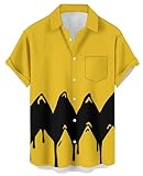 Bowling Shirts for Men Retro 60's Art Stripe Print Short Sleeve Oversized Hawaiian Casual Button Down Shirt