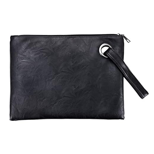Carteras de Mano Fiesta para Mujer Elegante Suave Bolsos de Mano de PU Cuero con Asa Cremallera, Grande Clutch Moda Monederos de Boda Noche Bolsa del Teléfono, Negro