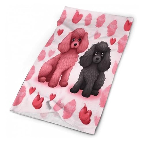 Pink Poodles Dogs Neck Gaiter Personalized Soft Windproof Face Covers Cozy Winter Neck Warmer Gator Scarfs Multipurpose Fashion Breathable Bandana Face Mask Scarf for Adult