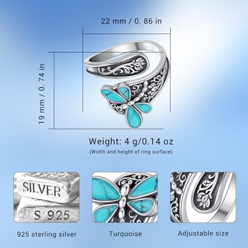 Bague en argent 925 sterling et turquoise véritable Eusense - 2