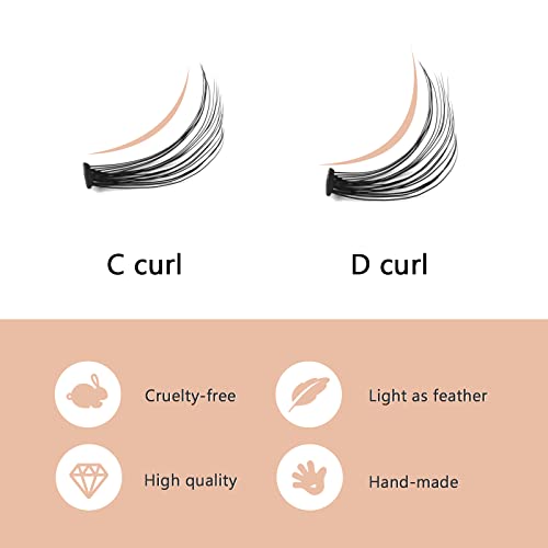 240 Pcs Lash Clusters Diy Eyelash Extension 10D/20D Cluster Lashes C Curl 8-16Mm Individual Eyelashes Cluster Lashes Wisps Reusable Mini Eyelash Cluster Eyelash Extensions At Home (10D/20D C 8-14Mm) #TOP5