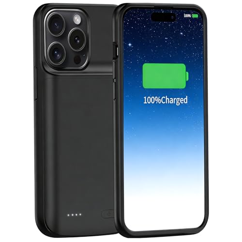 MIGAFEI Funda de batería para iPhone 15 Pro Max, 13800 mAh, recargable, inteligente, funda de carga extendida compatible con iPhone 15 Pro Max (batería de respaldo de 6.7 pulgadas, color negro)