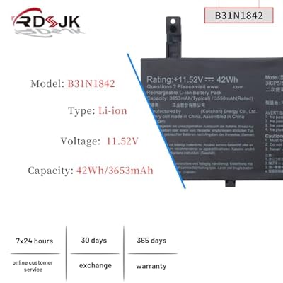 LUSONBAY B31N1842 11,52V 42Wh 0B200-03440000 0B20003440000 Laptopbatterij compatibel met ASUS S531FA V531FL V531FA X531FA S531FL