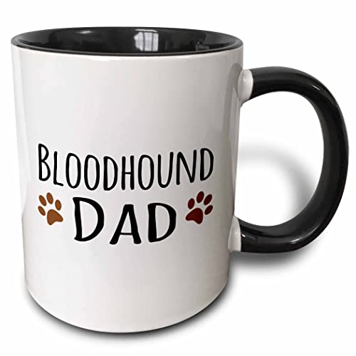 3dRose Bloodhound Dog Dad - Doggie by breed - brown 11oz Two-Tone Black Mug