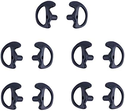 KS K-STORM Two Way Radio Ear Mold Replacement Soft Silicone Ear Insert for Acoustic Coil Tube Earpiece (Black, 5 Pair Large)