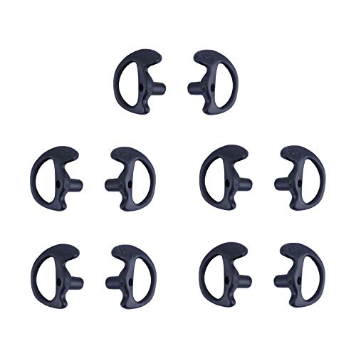 KS K-STORM Two Way Radio Ear Mold Replacement Soft Silicone Ear Insert for Acoustic Coil Tube Earpiece (Black, 5 Pair Large)