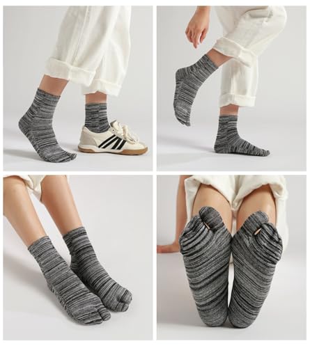 Image of Women's Solid 2 Toe Flip Flop Tabi Socks Geta Ankle Cotton 5 /6 Pairs