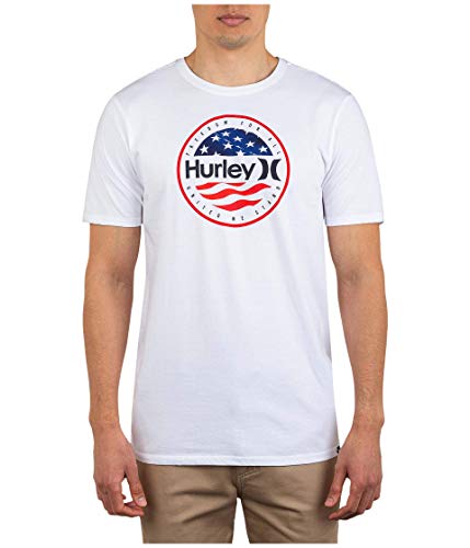 Hurley Men s Premium One & Only America Short Sleeve Tshirt, White, S
