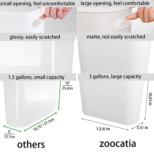 Small Trash Can Garbage Can Container Bin with Handles 3 Gallons Plastic Wastebasket for Bathrooom, Bedroom, Office, Kitchen, Laundry Room, Dorm Room - White