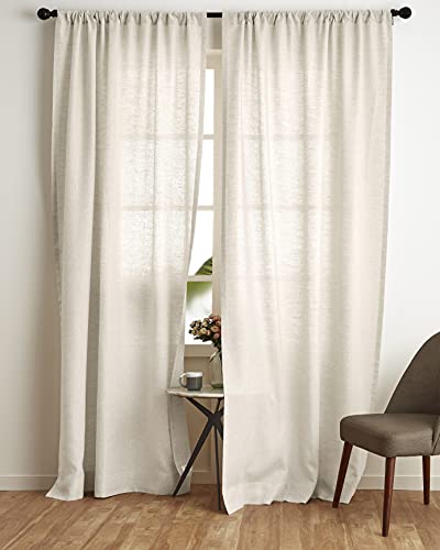 Solino Home 100% Linen Curtain – 52 X 144 Inch Light Natural Lightweight Rod Pocket Curtain – 100% Pure Natural Fabric Window Panel For Summer – Handcrafted From European Flax #TOP1