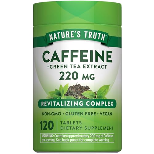 Nature's Truth Caffeine Pills | 220mg | 120 Count | With Green Tea Extract | Vegan, Non-GMO & Gluten Free Supplement
