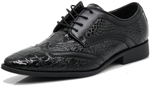 Image of ODN Men's Alligator Crocodile Print Oxfords Fashion Lace Up Dress Shoes