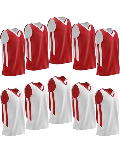 10-Pack Men's Reversible Custom Basketball Jerseys, Mesh Athletic Sleeveless Shirts