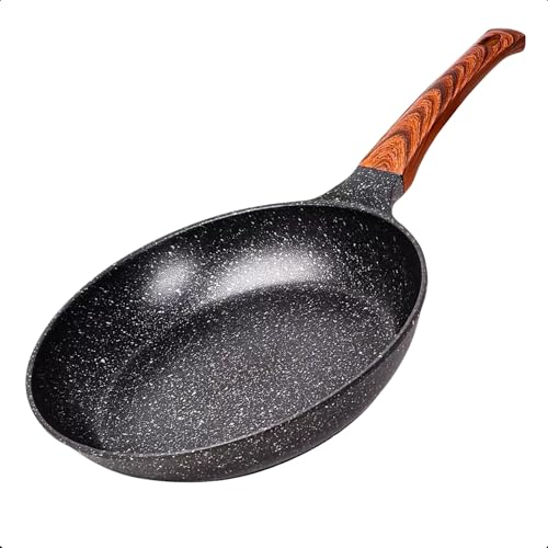 Frigideira Grande Cerâmica Antiaderente 26cm Cabo de Madeira Para Indução Fogão a Gás Elétrico Sem Usar Oleo Fundo Reforçado e Aquecimento Uniforme