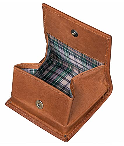 Benthill Porte-Monnaie en Cuir véritable - Mini Porte Monnaie avec Petite goulotte pour la Monnaie - Petit Portefeuille en Cuir pour pièces de Monnaie - Wiener Box - Marron