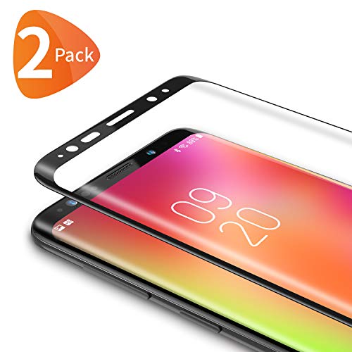 Bewahly Cristal Templado para Samsung Galaxy S8 Plus [2 Piezas], 3D Curvado Completa Cobertura Protector Pantalla, 9H Dureza Alta Definicion Vidrio Templado Sin Burbujas para Samsung S8 Plus (Negro)
