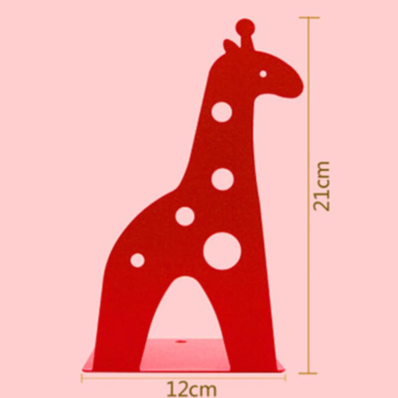 TELONI Book Ends Metal Bookends Giraffe Heavy Duty Shelf Supports Decorative Shelves Study Stand Holder Pattern Iron Bookends (Blue)