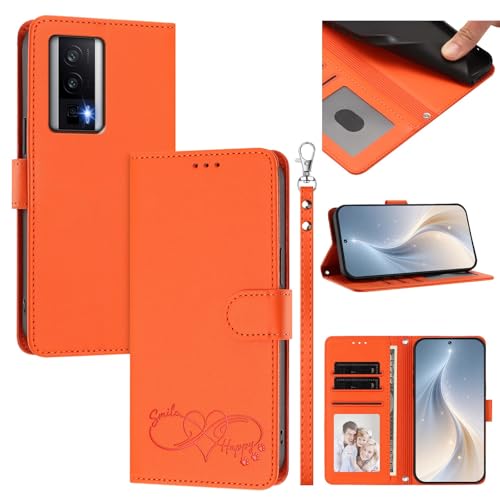 Jiajihua Cover Compatible with Xiaomi Poco F5 Pro 5G,Compatible with Redmi K60 / K60 Pro Phone Case【Card Cash Slot Wallet Design Flip Kickstand Drop Protection】 Orange