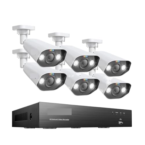 De Cámara IP PoE Seguridad PTZ 8 Canales Y 5 MP, Audio Bidireccional, Detección Facial IA, Kit NVR, Videovigilancia For Exteriores Hogar(None,5MP 6pcs Bullet Cams)