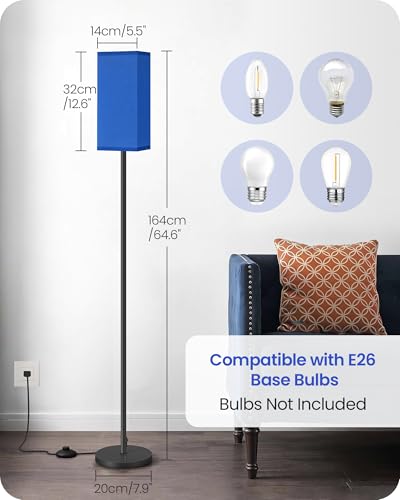Image of Floor Lamp, Pole Lamp with Foot Switch, Modern Standing Lamp Shade, Minimalist Freestanding Lamp (Bulb Not Included), for Living Room, Bedroom Office ETL Listed, Blue and Black U07LD05
