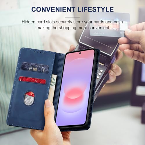 Image of Jasonyu Flip Wallet Case for Samsung Galaxy A37 5G,Blue
