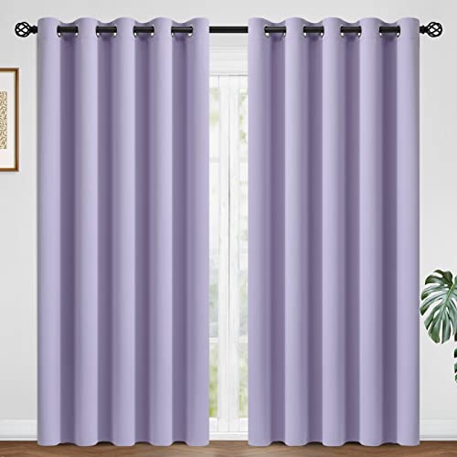 Image of COSVIYA Curtains 84 inch Length 2 Panels Grommet Room Darkening,Thick Polyester Light Blocking Insulated Thermal Lilac Curtain Drapes for Bedroom /Living Room,62x84 inches | Light Blocking Insulated Thermal Curtains for Living Room, Blackout Thick Polyester Window Drapes,62x84 inches, 2 Panels