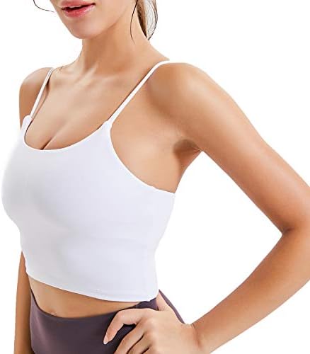 Lemedy Women Padded Sports Bra Fitness Workout Running Shirts Yoga Tank Top (M, White)
