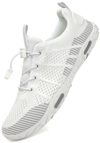 WateLves Zapatos de agua para hombre y mujer, zapatos de natación para playa, zapatos deportivos de secado rápido, calcetines acuáticos para surf, buceo, kayak, ejercicio, 359/Blanco/Negro, 7