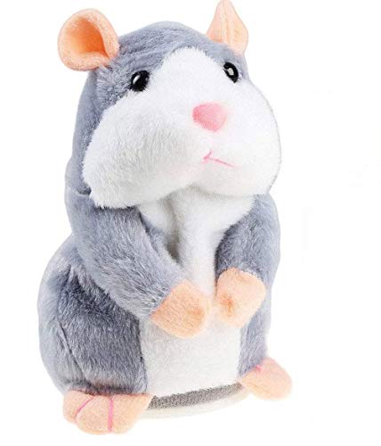 BestLand Plush Interactive Toys PRO Talking Hamster Repeats What You Say Electronic Pet Chatimals Mouse Buddy for Boy and Girl, 5.7 x 3 inches, Gray