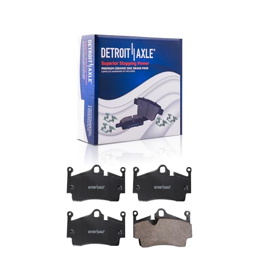 Image of Detroit Axle - Rear Brake Pads for Porsche 718 Boxster Cayman, Ceramic Brake Pads w /Hardware Replacement