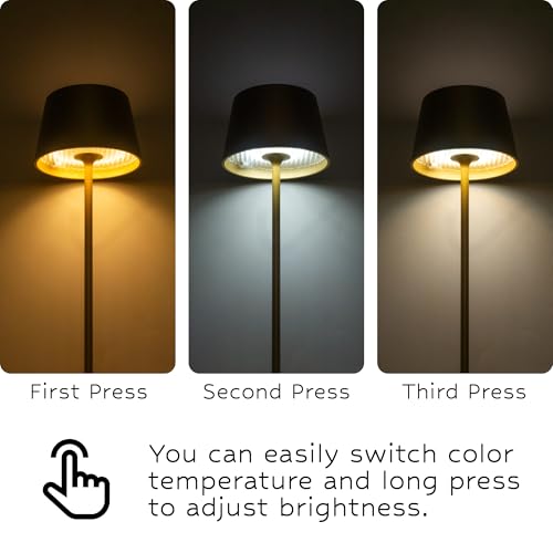 Lámpara de mesa táctil MULINLampada‑841 de aluminio ecológico, recargable por USB, con regulador de intensidad de 2,2 W para oficina, dormitorio y exterior, IP54, carga USB C, batería incluida. - imagen 5