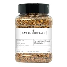 Raw Essentials Montreal Steak Seasoning Bold Savory Steakhouse Style Blend Non GMO, Gluten Free, Vegan 10 oz Bottle