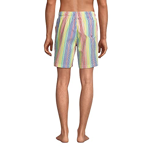 Lands' End Mens 8 inch Seersucker Volley Short Rainbow Stripes Regular Small2