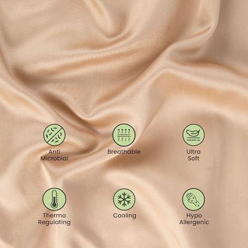 Image of Mush Bamboo Pillow Cover Set of 2 | 400 TC | 100% Bamboo Pillow Cover for Hair & Skin | Breathable, Silky Soft & Envelope Pillowcases for Hot Sleepers & Night Sweats | 17 inchx27 inch (Royal Beige, King)