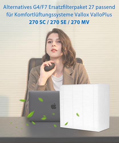 Facecool Filter-Set für VALLOX ValloPlus 270 MV/ 270SE/ 270SC und 110 SE/MV Lüftungsgeräte, besteht aus 3 Filtern: Filterpaket 27, F7 Panelfilter, G4 Filtermatte