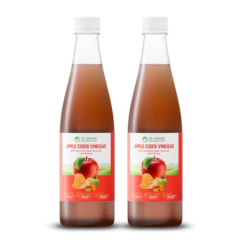 Image of Dr. Vaidya Apple Cider Vinegar Juice - Tasty & Highly Effective Ayurvedic Drink | Natural ACV Juice for Weight Loss & Detox | Enriched with Garcinia, Raw Turmeric and Honey | Metabolism Booster | Improves Digestion & Gut Health | Fat Burner for Men & Women | (450ml per Pack) , Pack of 2